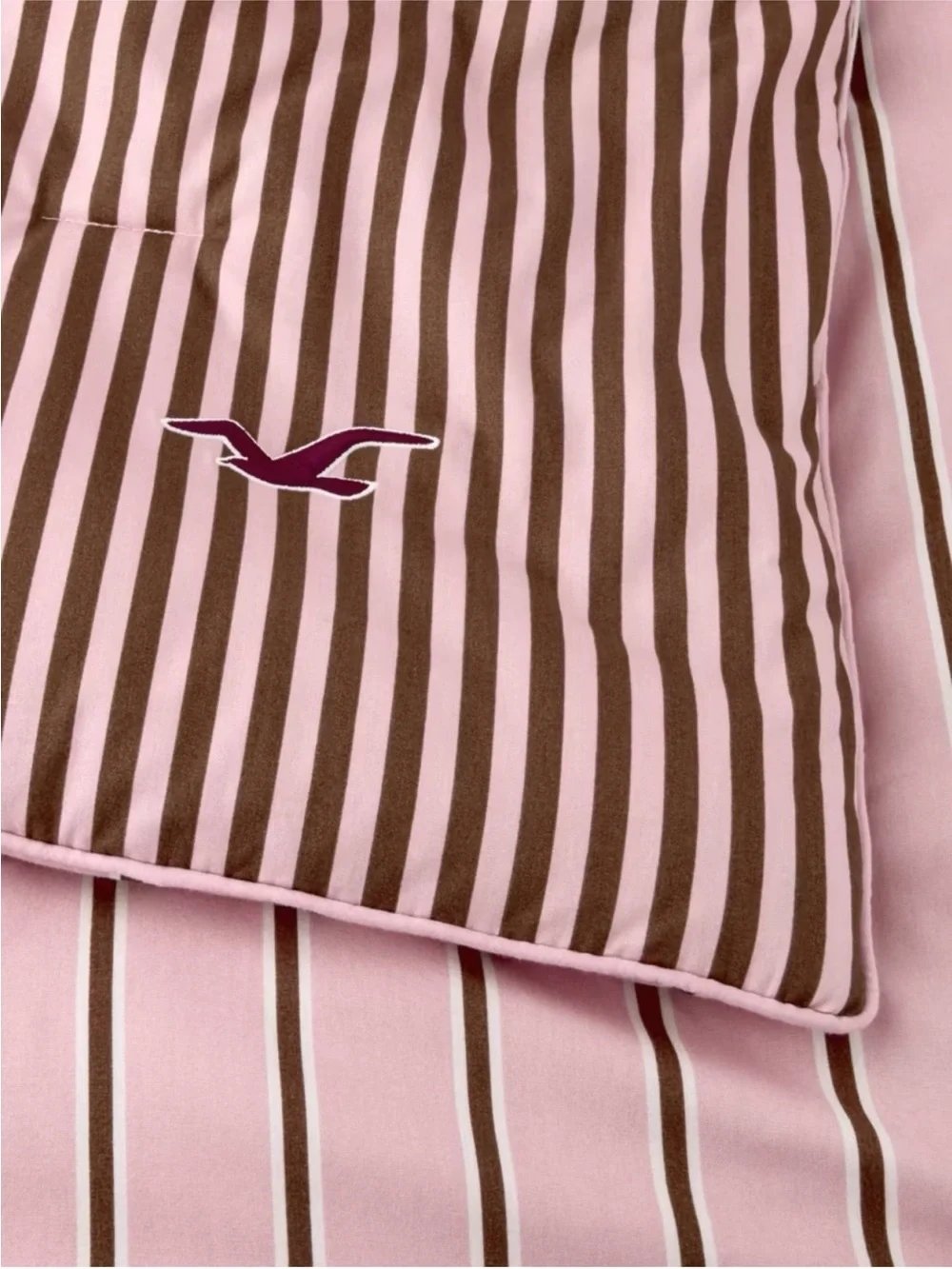 Hollister x Target TWIN Striped Percale Comforter Set Twin Pink Brown Reversible
